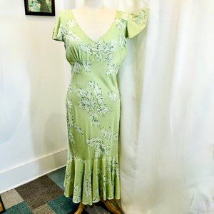 Two Palms Tropical Print Rayon Dress Vintage 1990s